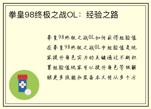 拳皇98终极之战OL：经验之路